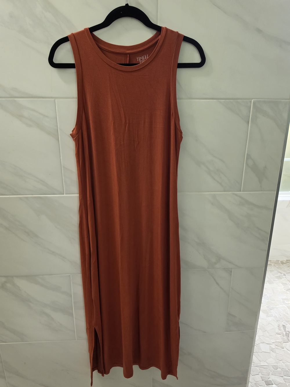 Time and Tru Sleeveless Rust Maxi Tank Dress